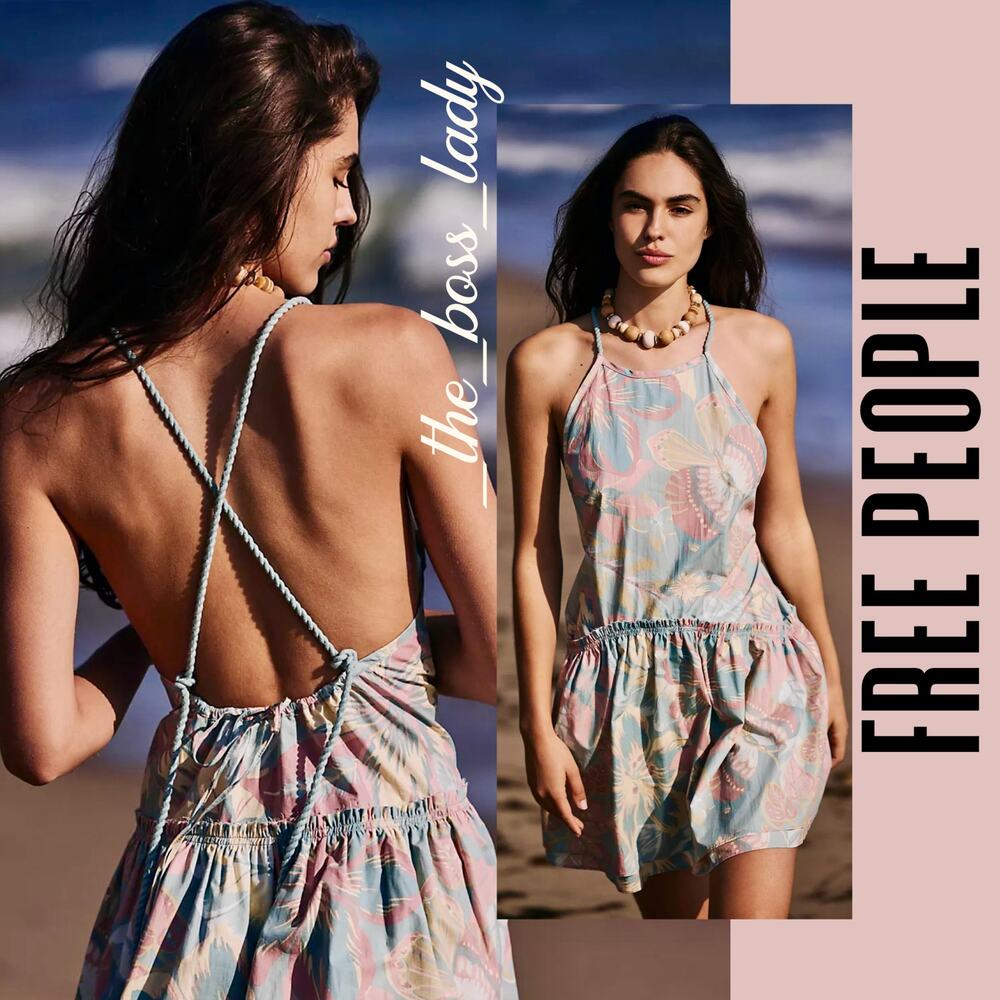 Free People Pastel Floral Mini Dress - Blue, Pink, Cream